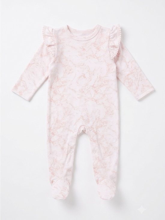 Badgley Mischka Other - Badgley Mischka Luxury Baby Girls Footed Sleeper / Romper - Pink Marble 0-3M